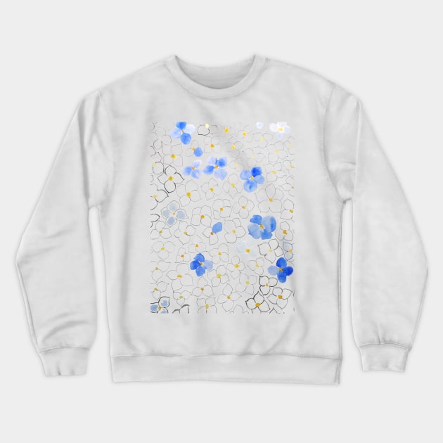 forget me not flower pattern line and watercolor Crewneck Sweatshirt by colorandcolor